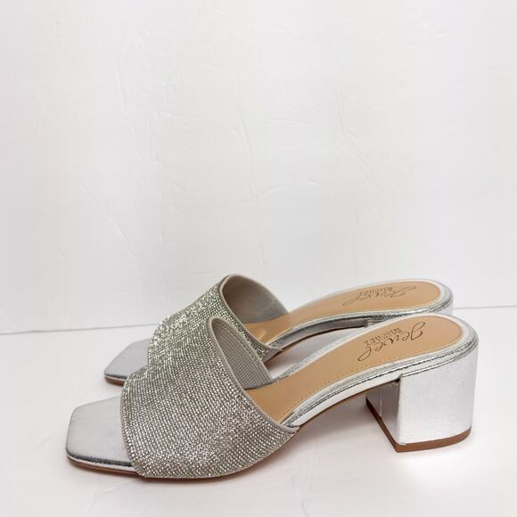 JEWEL BADGLEY MISCHKA HARLYN BLOCK HEELED MULES WITH CRYSTAL VAMP SIZE 7 NEW - Picture 3 of 6